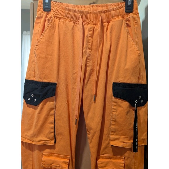 American Bazi Womens Orange Cargo Pants Joggers Streetwear Good Time Size Small - Picture 2 of 11